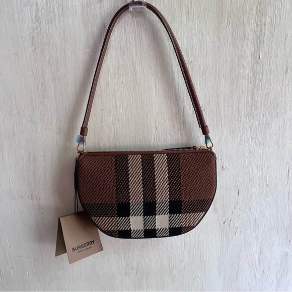 🔴SOLD🔴 BURBERRY Olympia Check Jacquard Pouch-Birch Brown - Picture 4 of 15